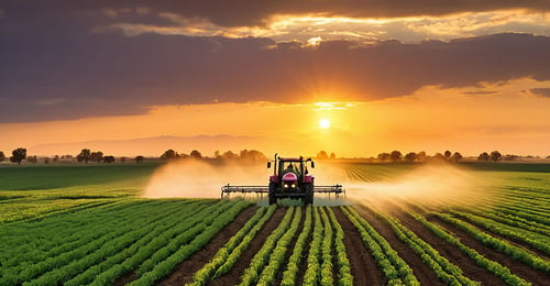 tractor sprays fertilizer on agricultural plants on the rapeseed field | © stock.adobe.com - Koplexs-Stock